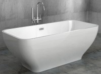 Акриловая ванна Abber AB9220 170x70 см, отдельностоящая, белая, с каркасом, со сливом-переливом