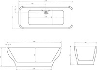 Акриловая ванна Abber AB9220 170x70 см, отдельностоящая, белая, с каркасом, со сливом-переливом