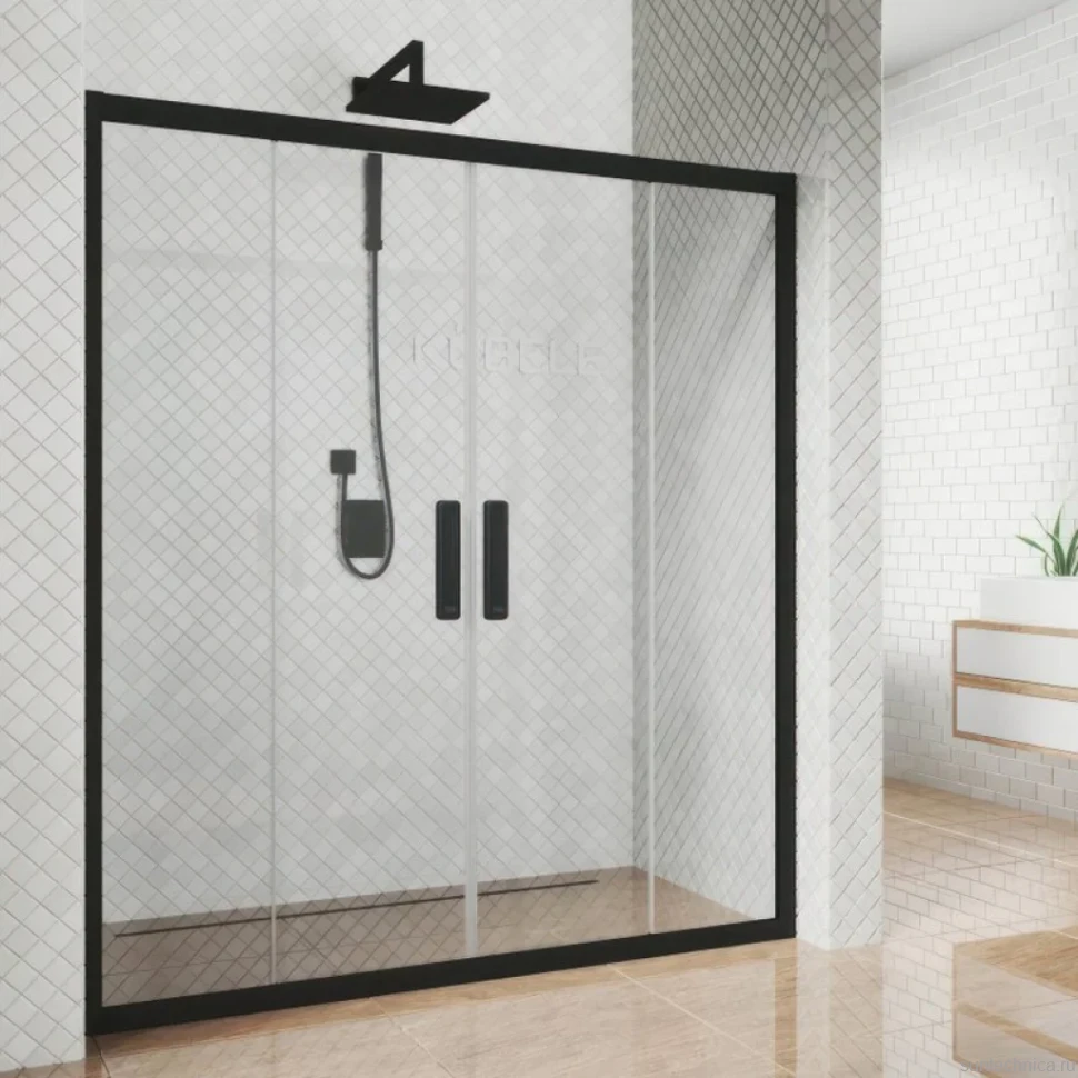 Душевая дверь в нишу Kubele DE019 D4-CLN-BLMT 225 см, профиль матовый черный