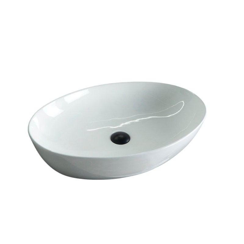 Накладная раковина GID Lago N9433 61 глянцевая белая, овальная, фаянс