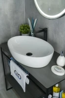 Накладная раковина GID Lago N9433 61 глянцевая белая, овальная, фаянс