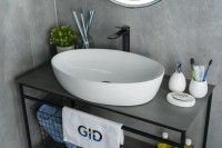 Накладная раковина GID Lago N9433 61 глянцевая белая, овальная, фаянс