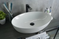 Накладная раковина GID Lago N9433 61 глянцевая белая, овальная, фаянс