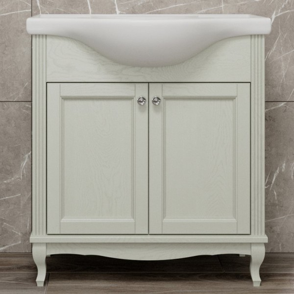 Тумба с раковиной ValenHouse Эллина 80 слоновая кость, 2 дверцы, ручки хром