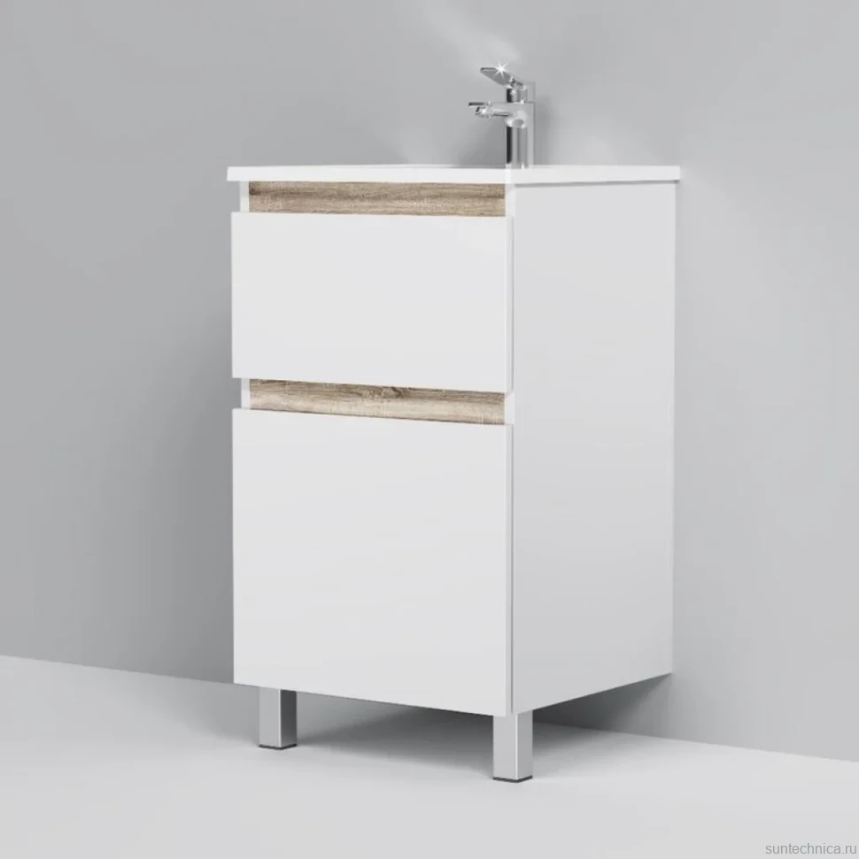 Тумба с раковиной AM.PM X-Joy 50 напольная, 2 ящика, белый глянец