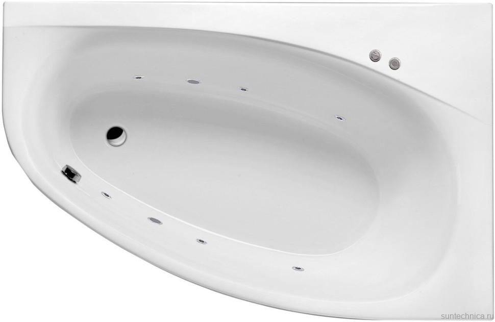 Акриловая ванна Excellent Kameleon WAEX.KMP17.SOFT P 170x110 см, угловая, правая, пристенная, с гидромассажем, белая, асимметричная, с каркасом, со сливом-переливом