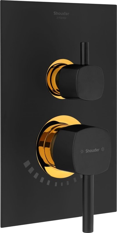 Душевой комплект Shouder Romer 0264117 С ВНУТРЕННЕЙ ЧАСТЬЮ, с изливом, черный, золото