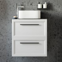 Мебель для ванной комнаты STWORKI Эстерсунд 60 белая матовая, роверелла с отверстием под смеситель в столешнице