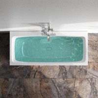 Акриловая ванна AM.PM Func 160x70 см, пристенная, белая, с каркасом