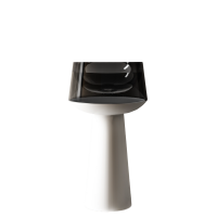 Раковина напольная Abber Kristall AT2706White-Onyx 50 глянцевая черная, матовая белая, круглая, моноблок