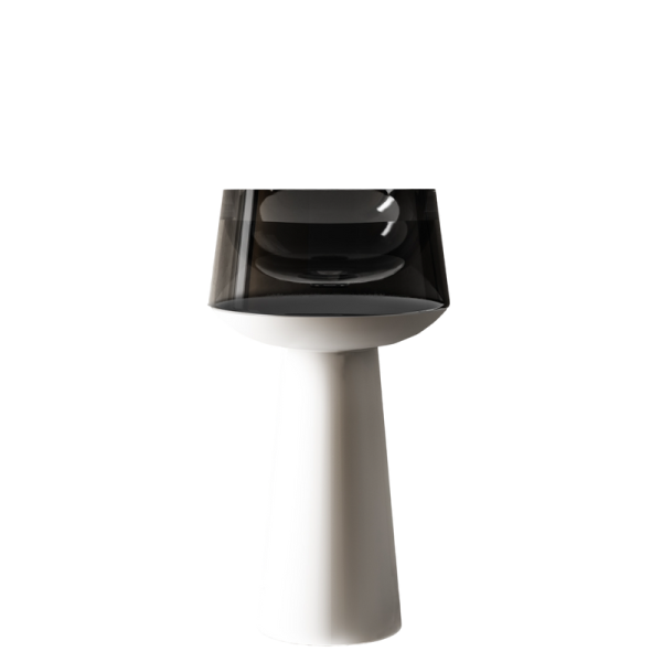 Раковина напольная Abber Kristall AT2706White-Onyx 50 глянцевая черная, матовая белая, круглая, моноблок