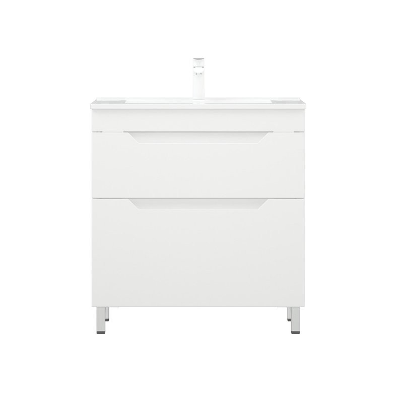 Тумба с раковиной Corozo Юта 75 Z2 напольная, глянцевая белая