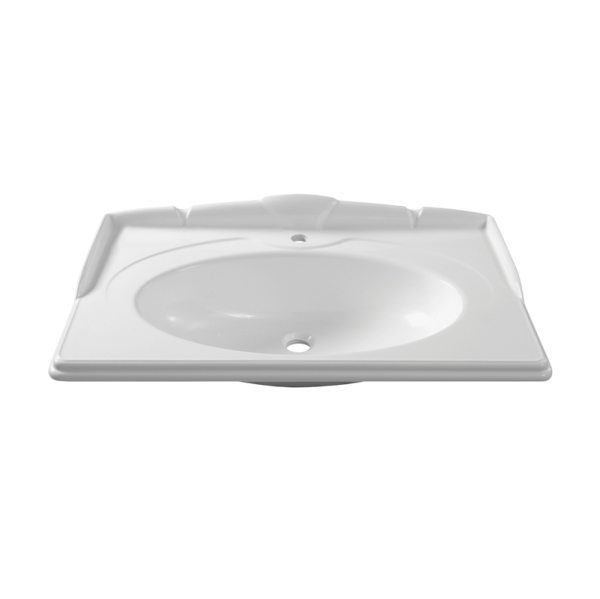 Мебельная раковина Belux Клевер 85 накладная, глянцевая белая, прямоугольная, искусственный мрамор