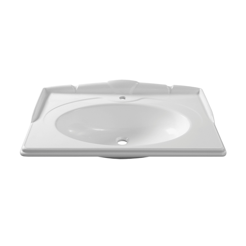 Мебельная раковина Belux Клевер 85 накладная, глянцевая белая, прямоугольная, искусственный мрамор