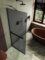 Душевая перегородка Maybahglass MGD-736-6у 89 см, профиль черный, стекло графит матовое