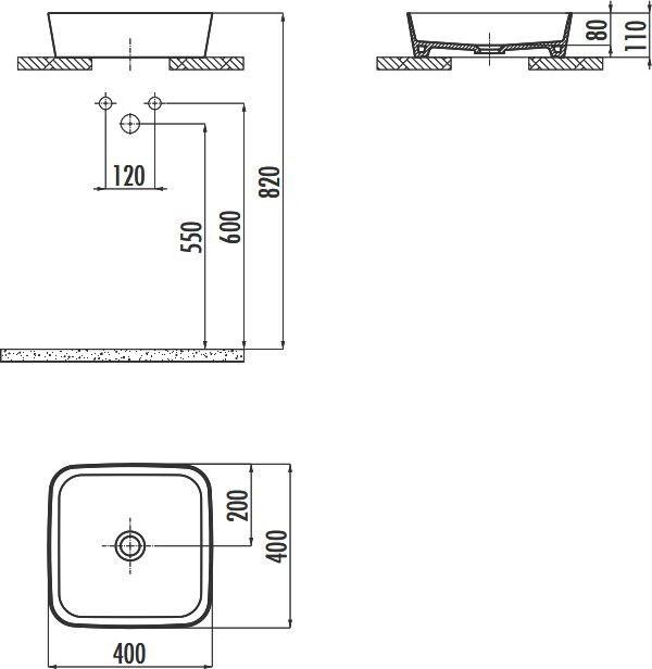 Накладная раковина Creavit Loop LP040-00CB00E-0000 белая глянцевая
