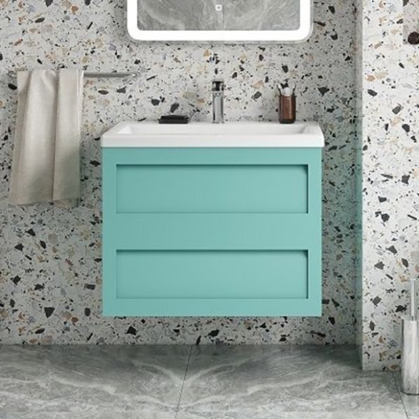 Тумба с раковиной Art&Max Platino 60 подвесная, светло-зеленая матовая