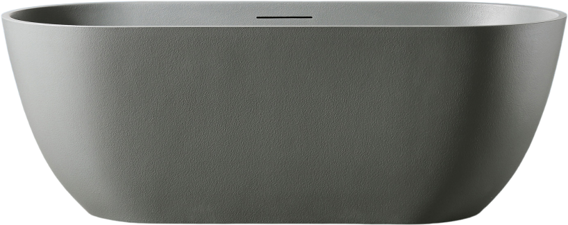 Ванна из искусственного камня Abber Frankfurt AM9941MLG 170x75 см, отдельностоящая, матовая светло-серая, овальная, фурнитура белая