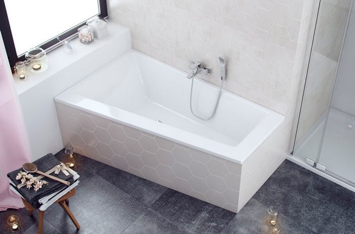 Акриловая ванна Excellent Sfera Slim L 170x100 см, угловая, левая, встраиваемая, белая, асимметричная, с каркасом