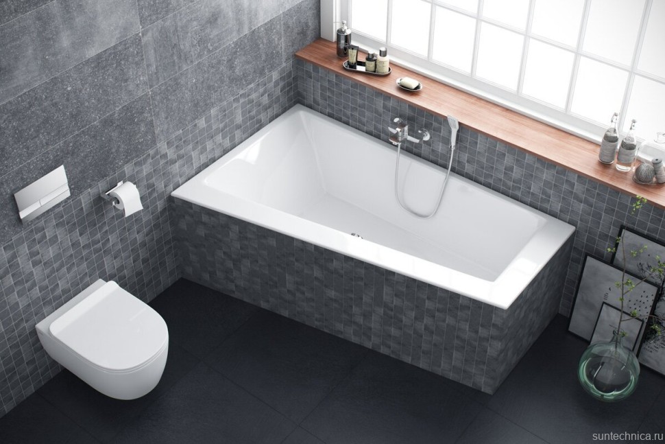 Акриловая ванна Excellent Sfera Slim L 170x100 см, угловая, левая, встраиваемая, белая, асимметричная, с каркасом