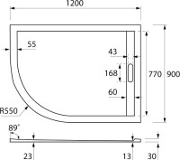 Поддон для душа Cezares Tray TRAY-AS-RH-120/90-550-30-W-R R120х90 R