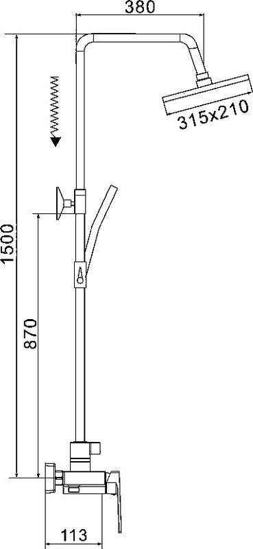 Душевая стойка Rose R1836H-6 с каскадным изливом, черная
