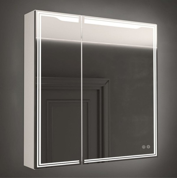 Зеркало-шкаф Art&Max Merano R 80х80 белое, с LED-подсветкой, 6000К