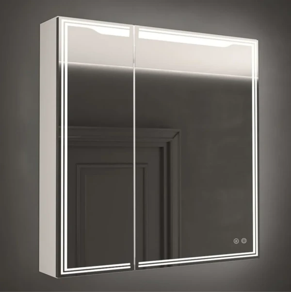 Зеркало-шкаф Art&Max Merano R 80х80 белое, с LED-подсветкой, 6000К