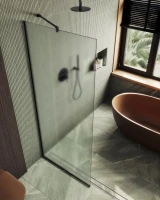 Душевая перегородка Maybahglass MGD-680-6у 109 см, профиль черный, стекло сатин