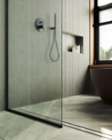Душевая перегородка Maybahglass MGD-680-6у 109 см, профиль черный, стекло сатин