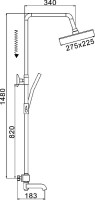 Душевая стойка Rose R3536 с термостатом, хром