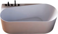 Акриловая ванна Abber AB9496-1.5 L 150x75 см, угловая, левая, пристенная, белая, асимметричная, с каркасом, со сливом-переливом