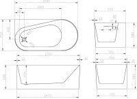 Акриловая ванна Abber AB9496-1.5 L 150x75 см, угловая, левая, пристенная, белая, асимметричная, с каркасом, со сливом-переливом