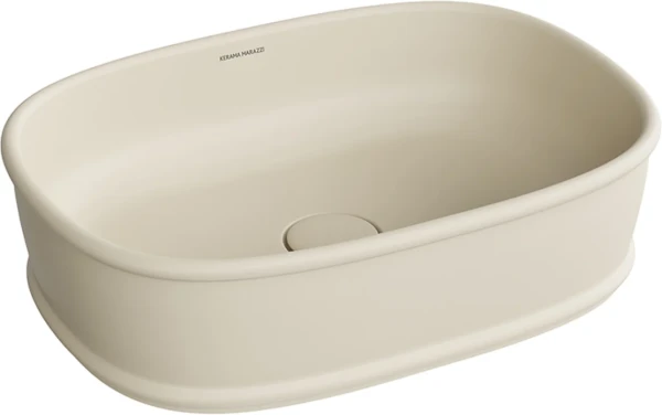 Накладная раковина KERAMA MARAZZI Circo 50 матовая песочная, овальная, фаянс