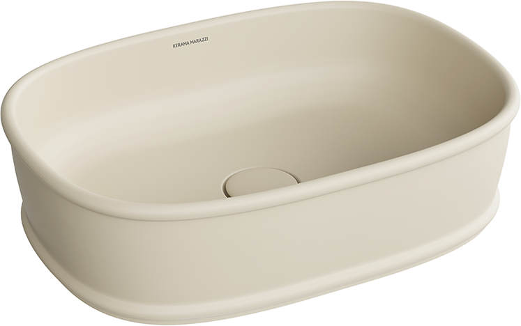 Накладная раковина KERAMA MARAZZI Circo 50 матовая песочная, овальная, фаянс