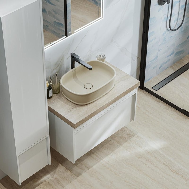 Накладная раковина KERAMA MARAZZI Circo 50 матовая песочная, овальная, фаянс