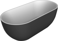 Акриловая ванна BelBagno BB70-1500-800-W/NM 150x80 см, отдельностоящая, глянцевая черная, овальная, на ножках, со сливом-переливом