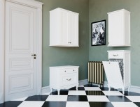 Тумба ValenHouse Лиора 40 с бельевой корзиной, белая, фурнитура хром