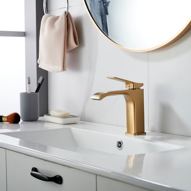 Смеситель для раковины Shevanik S4001G, золотой сатин