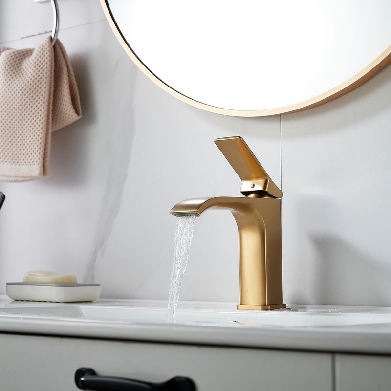 Смеситель для раковины Shevanik S4001G, золотой сатин