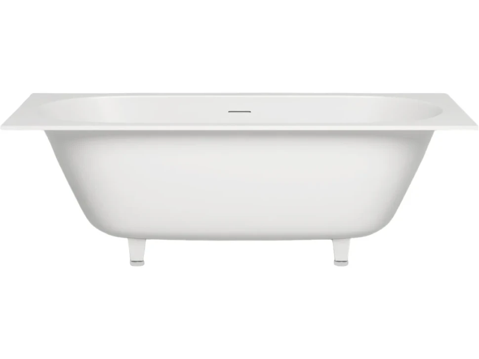 Ванна из искусственного камня Salini Ornella Axis Kit S-Sense 180x80 см, встраиваемая, белая, на ножках, со сливом-переливом, с донным клапаном