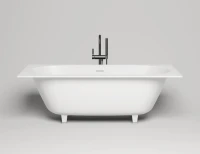 Ванна из искусственного камня Salini Ornella Axis Kit S-Sense 180x80 см, встраиваемая, белая, на ножках, со сливом-переливом, с донным клапаном