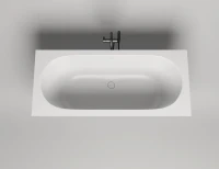 Ванна из искусственного камня Salini Ornella Axis Kit S-Sense 180x80 см, встраиваемая, белая, на ножках, со сливом-переливом, с донным клапаном