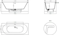 Ванна из искусственного камня Salini Ornella Axis Kit S-Sense 180x80 см, встраиваемая, белая, на ножках, со сливом-переливом, с донным клапаном