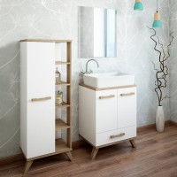 Мебель для ванной комнаты Sanflor Ингрид 60, белый матовый, швейцарский вяз