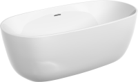 Акриловая ванна Sancos Space FB13 170x80 см, отдельностоящая, белая, овальная, с каркасом, со сливом-переливом
