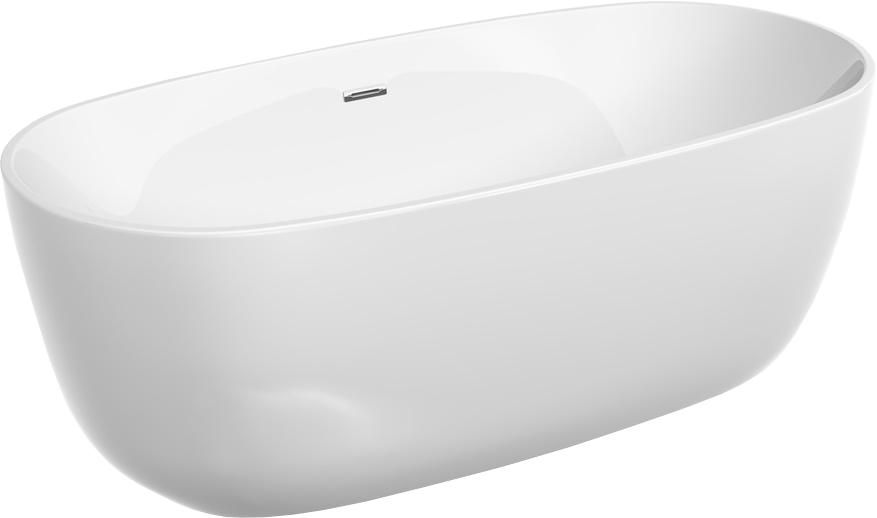 Акриловая ванна Sancos Space FB13 170x80 см, отдельностоящая, белая, овальная, с каркасом, со сливом-переливом