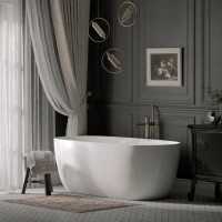 Акриловая ванна Sancos Space FB13 170x80 см, отдельностоящая, белая, овальная, с каркасом, со сливом-переливом