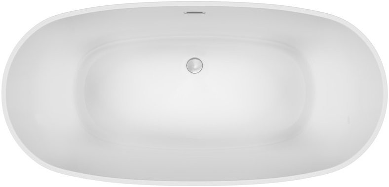 Акриловая ванна Sancos Space FB13 170x80 см, отдельностоящая, белая, овальная, с каркасом, со сливом-переливом
