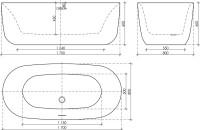 Акриловая ванна Sancos Space FB13 170x80 см, отдельностоящая, белая, овальная, с каркасом, со сливом-переливом